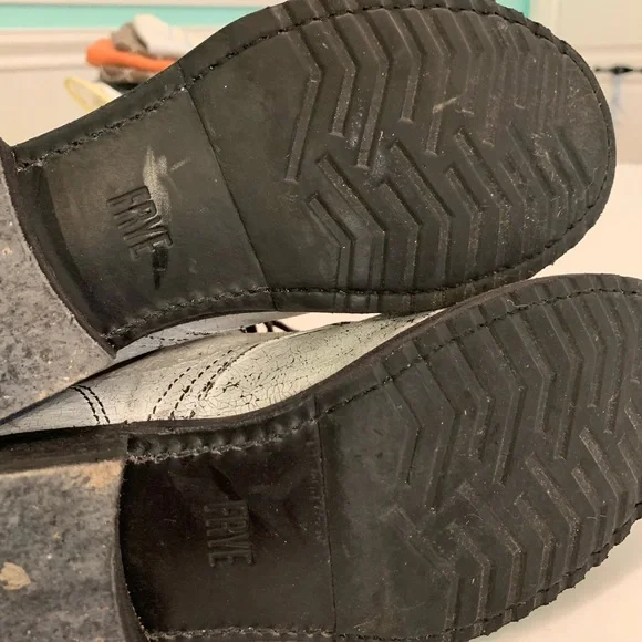 Frye Black and White Combat Boots - Picture 4 of 5